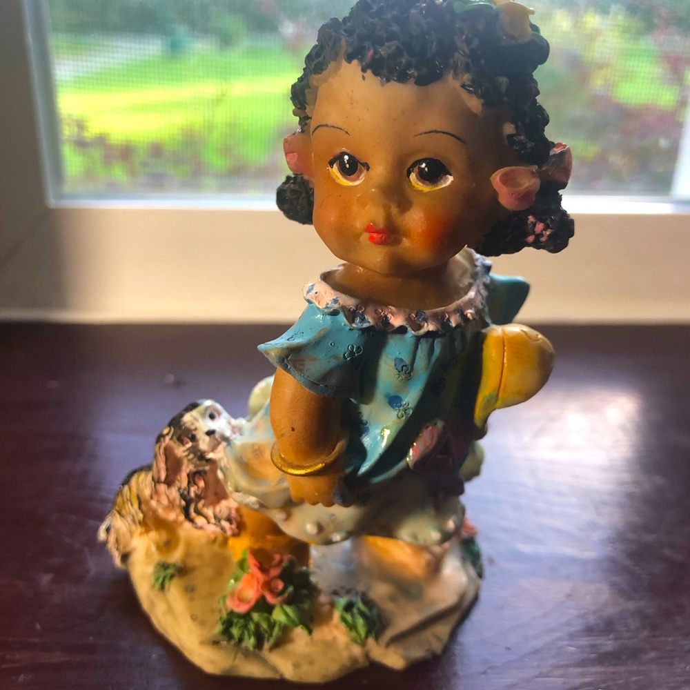 African American Lass with Puppy